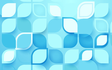 Abstract geometric vintage shape pattern in blue and white color background