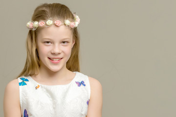 Portrait of a little girl close-up.