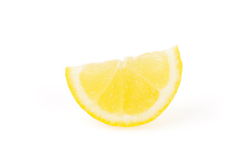 Fresh sliced lemon and leaf isolated on white. 