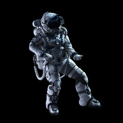 Naklejka premium Astronaut in darkness. Mixed media