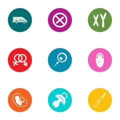 Maternity hospital icons set. Flat set of 9 maternity hospital vector icons for web isolated on white background