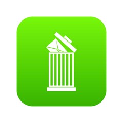 Envelope in trash bin icon digital green for any design isolated on white vector illustration