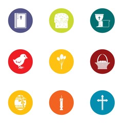 Easter icons set. Flat set of 9 easter vector icons for web isolated on white background