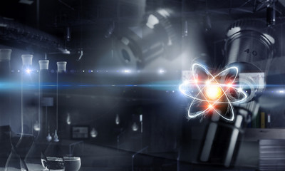 Science technology concept. Mixed media