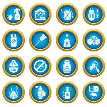 Pest control tools icons set. Simple illustration of 16 pest control tools, vector icons for web