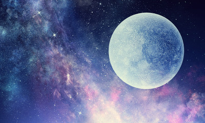 Plakat Full moon in night starry sky