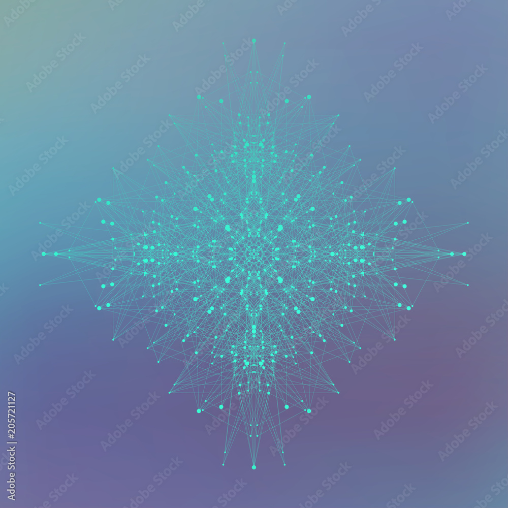 Poster Big data visualization. Artificial Intelligence and Machine Learning Concept. Graphic abstract background communication. Perspective backdrop visualization. Vector illustration.