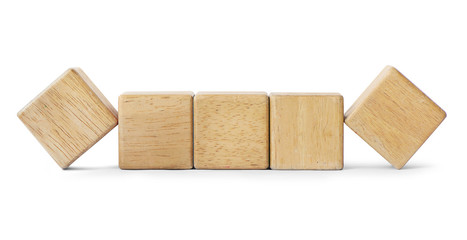 Wooden toy blocks is on white background with clipping path