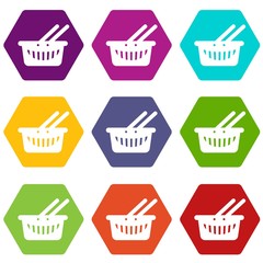 Cart shop icons 9 set coloful isolated on white for web