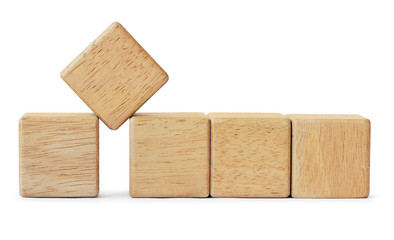 Wooden toy blocks is on white background with clipping path