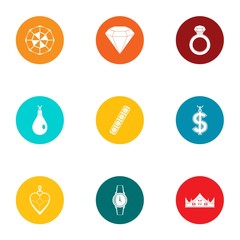 Fototapeta premium Treasure icons set. Flat set of 9 treasure vector icons for web isolated on white background
