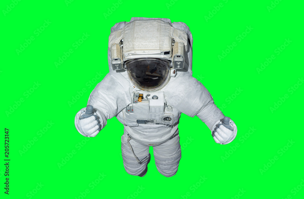 Poster astronaut isolated on green background 3d rendering elements of this image furnished by nasa