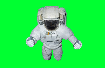 Astronaut isolated on green background 3D rendering elements of this image furnished by NASA
