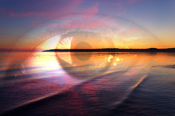 Double exposure eye and sea