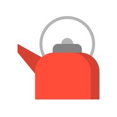 Red retro teapot, flat design icon