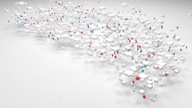 Map of Indiana - USA | 3d Rendering, mosaic of little bricks - White and flag colors. A number of 3830 little boxes are accurately inserted into the mosaic
