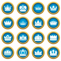 Crown gold icons set. Simple illustration of 16 crown gold vector icons for web