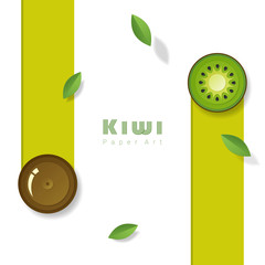 Fresh kiwi fruit background in paper art style , vector , illustration