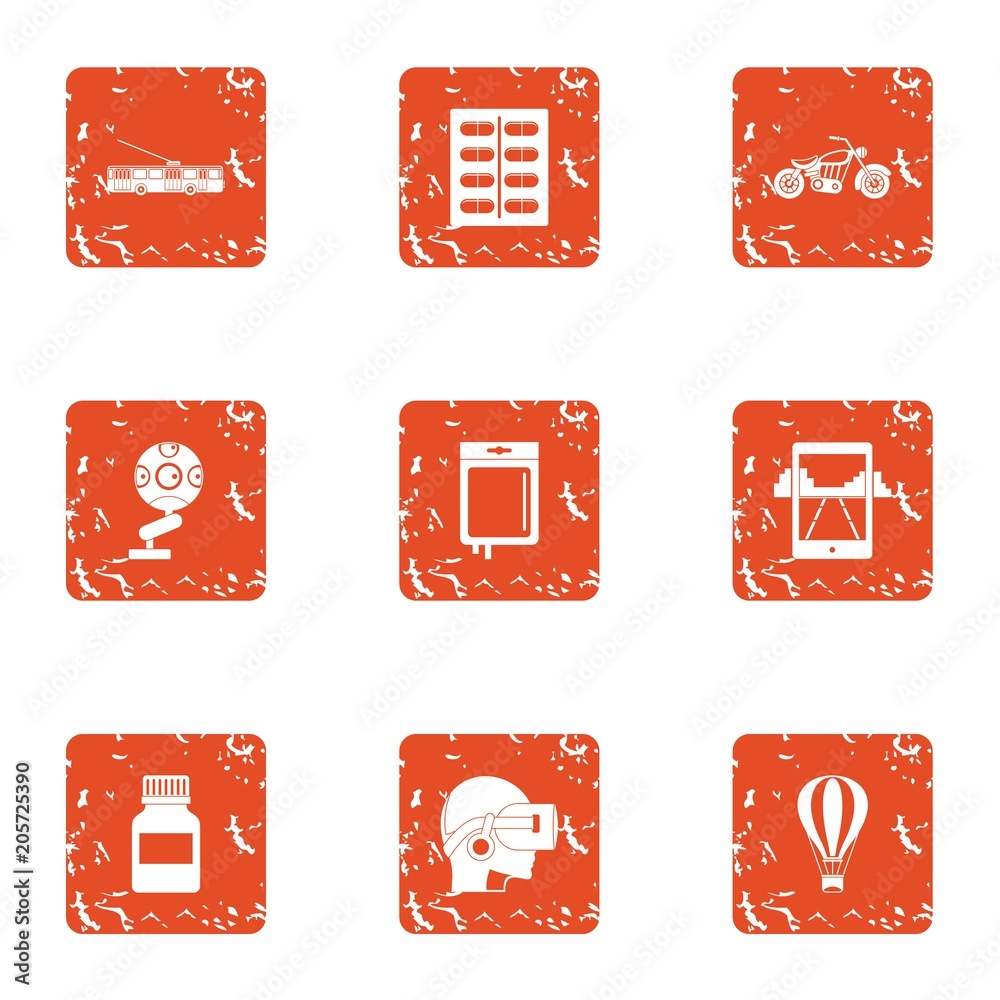 Poster cyber instruction icons set. grunge set of 9 cyber instruction vector icons for web isolated on whit