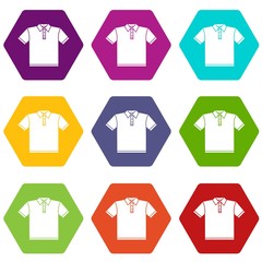 T-shirt icons 9 set coloful isolated on white for web