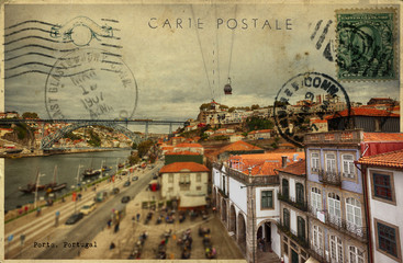 stylish retro postcard of Porto