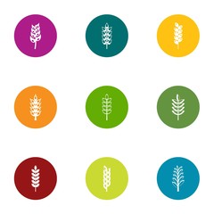 Gluten content icons set. Flat set of 9 gluten content vector icons for web isolated on white background