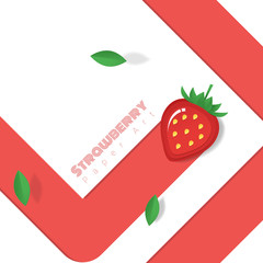 Fresh strawberry fruit background in paper art style , vector , illustration