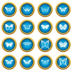 Butterfly collection icons set. Simple illustration of 16 butterfly collection vector icons for web