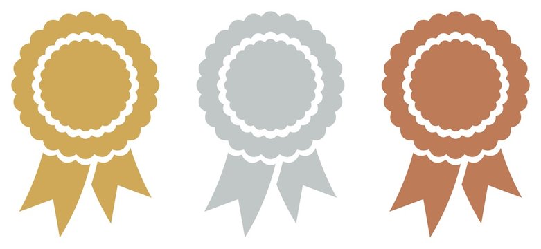 Gold, Silber, Bronze Emblem vektor auf einem isolierten weisen hintergrund.
