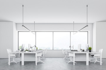 Side view of an open space office interior