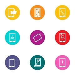 Displaying icons set. Flat set of 9 displaying vector icons for web isolated on white background