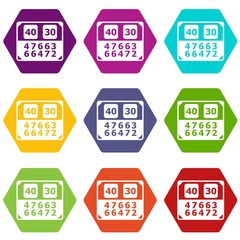 Match score board icons 9 set coloful isolated on white for web