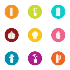 Cactus icons set. Flat set of 9 cactus vector icons for web isolated on white background