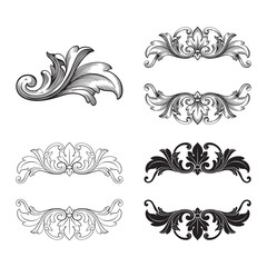 Vector baroque of vintage elements for design. 