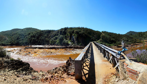 The iron bridge of Cachan, which passes over the river Odiel, in the village of Berrocal in the province of Huelva, Spain, was built in 1875