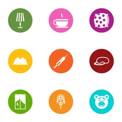 Fototapeta premium Fell asleep icons set. Flat set of 9 fell asleep vector icons for web isolated on white background