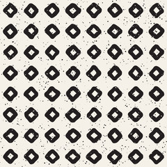 Hand drawn style ethnic seamless pattern. Abstract grungy geometric background in black and white.