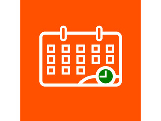 Calendar with date fields and a small clock symbol
