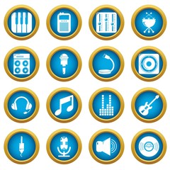 Fototapeta premium Recording studio symbols icons set. Simple illustration of 16 recording studio symbols vector icons for web