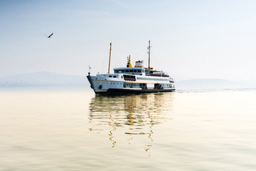 The ferry carries people from one continent to another. Istanbul.