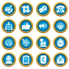 Fototapeta premium Call center icons set. Simple illustration of 16 call center vector icons for web