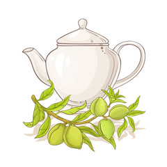 apricot tea in teapot