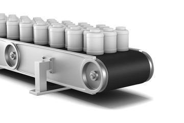 conveyor on white background. Isolated 3D illustration
