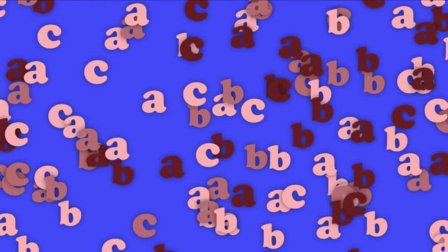 4k Alphabet abc cartoon letters character words,children's education learning language data information passwords particle background.