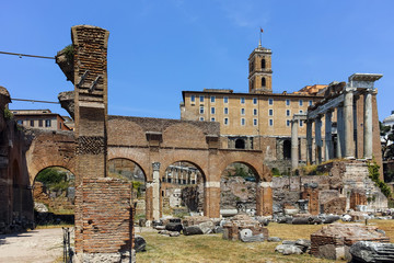 Basilica Julia at Roman Forum in city of Rome, Italy