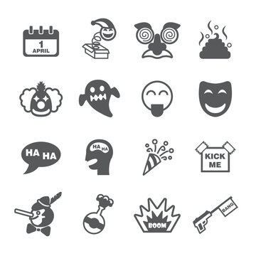 April fools day icon set