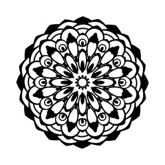 Black floral pattern. Oriental circle pattern. Laser cutting mandala. Vector coaster design.