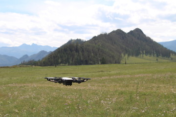 Fototapeta na wymiar Drone flying in Altai Mountains