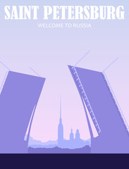 Russia. postcard, banner.welcome to Russia. flat illustration with  city