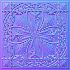 map of normals,  decorative pattern. 3D rendering